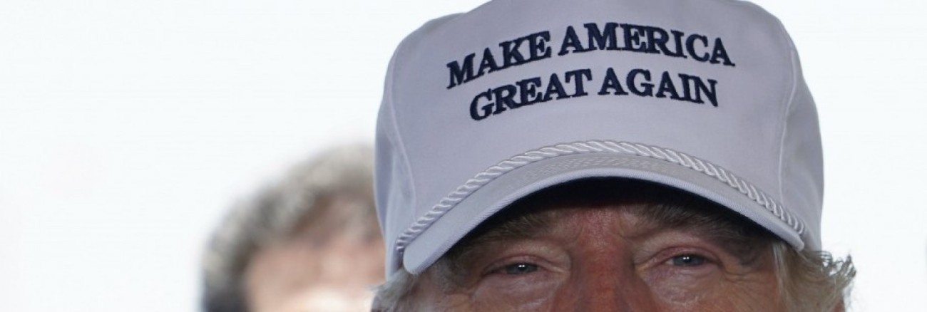 Trump wearing a Make America Great Again hat